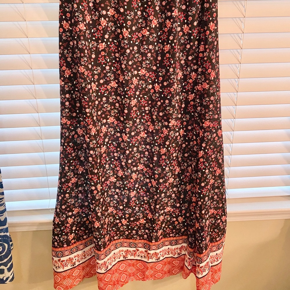 Pink lily floral boho skirt